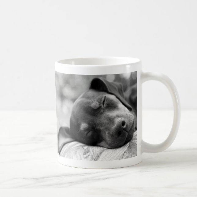 Caneca De Café Cão do Pinscher diminuto do sono (Direita)