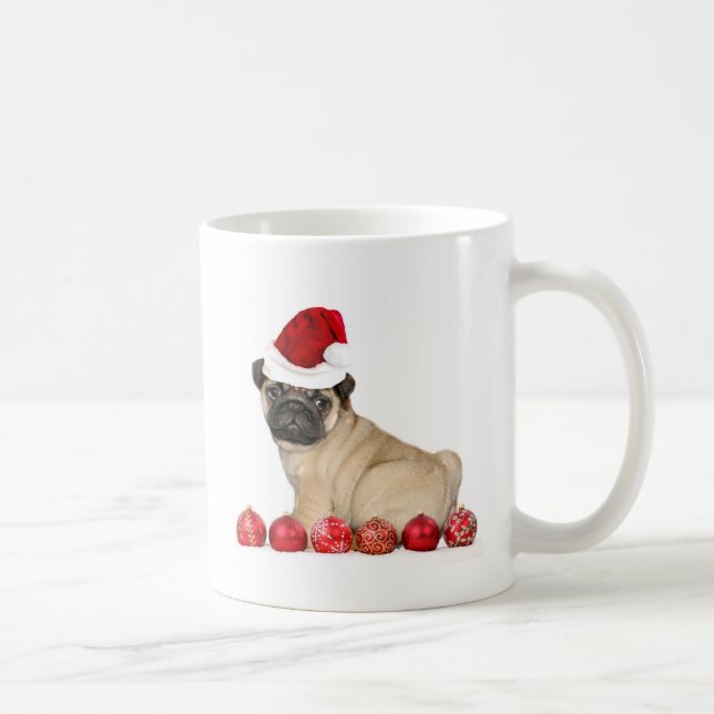 Caneca De Café Cão do pug do Natal (Direita)