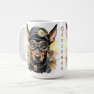 Caneca De Café Cão Doberman Pinscher Steampunk
