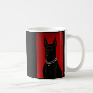 Caneca De Café Cão dobermann de luxo preto escuro retrato gótico