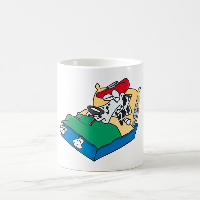 Caneca De Café Cão Doente Na Cama (Criador carregado)