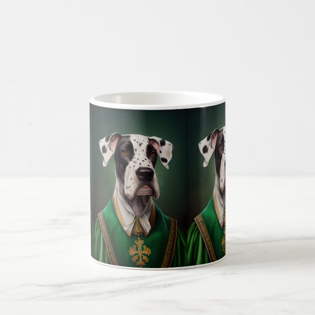 Caneca De Café Cão Dogue Alemão vestido para o Dia de São Patríci (Centro)