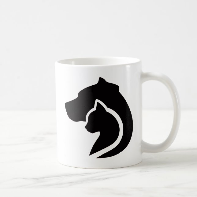 Caneca De Café Cão e Gato Pretos e Brancos (Direita)