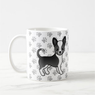 Caneca De Café Cão e patas, Casaco, preto e branco, suave, Chihu
