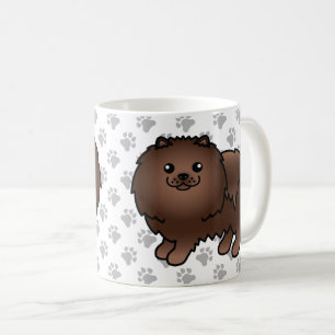 Caneca De Café Cão e patas de cartoon marrom-pomeraniana