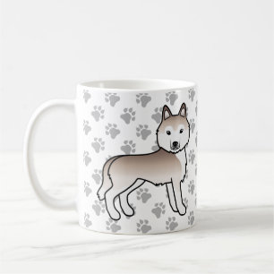 Caneca De Café Cão e patas de desenho vermelho-claro
