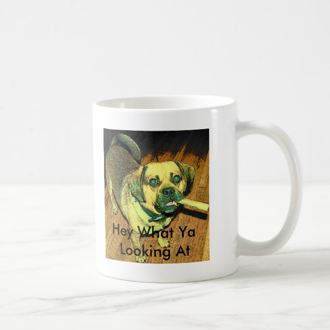Caneca De Café Cão engraçado de Puggle (Direita)