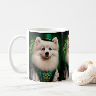 Caneca De Café Cão Esquimó Americano vestido para o Dia de São Pa
