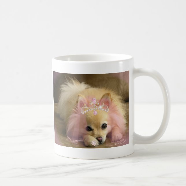 Caneca De Café cão feericamente da princesa com coroa do diamante (Direita)