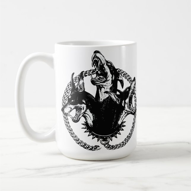 Caneca De Café Cão Feroz de Três Cabeças (Esquerda)