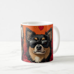 Caneca De Café Cão Finlandês Lapphund Com Rosas Do Dia Dos Namora