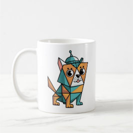 Caneca De Café Cão Geométrico Colorido