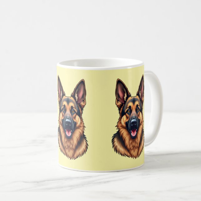 Caneca De Café Cão german shepherd - Amor a Cão Leal e Inteligent (Frente Esquerda)