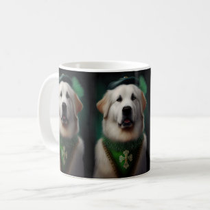 Caneca De Café Cão Great Pyrenees vestido para o Dia de São Patrí