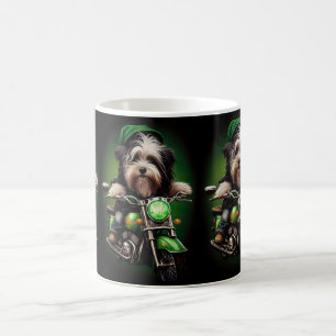 Caneca De Café Cão Havanês Dirigindo Bicicleta Dia de São Patríci