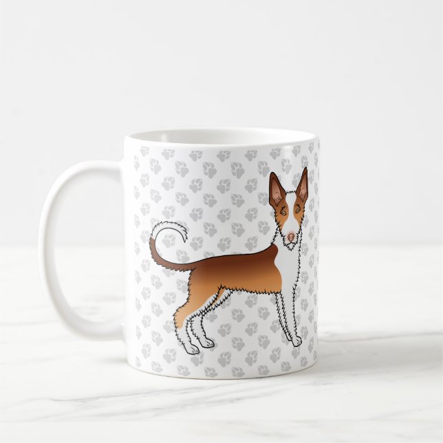 Caneca De Café Cão Ibizan Hound de Cabelo Raspado Vermelho e Bran (Esquerda)
