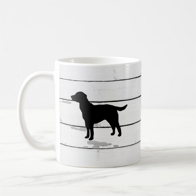 Caneca De Café Cão Labrador Rustic Shiplap (Esquerda)