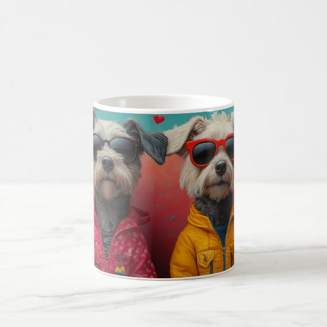 Caneca De Café Cão-lobo com Rosas do Dia dos Namorados (Centro)