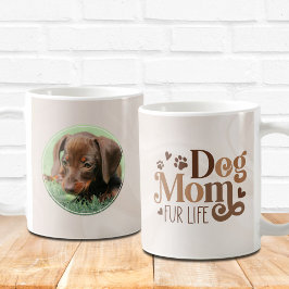 Caneca De Café Cão Mãe Retro Typografia Dachshund Foto Personaliz