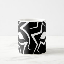 Caneca De Café Cão Negro e Tribal Branco