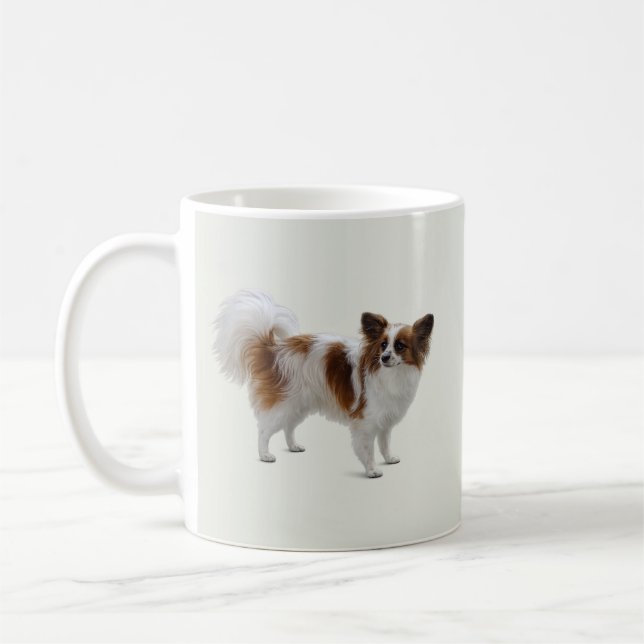 Caneca De Café Cão Papillon Elegante (Esquerda)