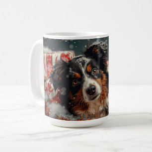 Caneca De Café Cão Pastor Australiano Natal Festivo