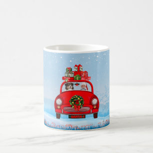 Caneca De Café Cão pastor australiano no carro com Papai Noel