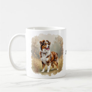 Caneca De Café Cão Pastor Australiano Vermelho Merle Aussie