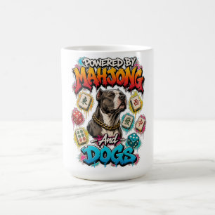 Caneca De Café Cão Pitbull e Arte de Rua de Peças de Mahjong