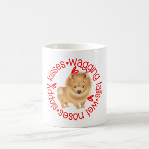 Caneca De Café Cão Pomerano Bonito, beijos desleixados