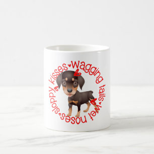 Caneca De Café Cão Rottweiller, beijos desleixados
