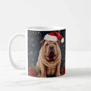 Caneca De Café Cão Shar Pei na Neve de Natal