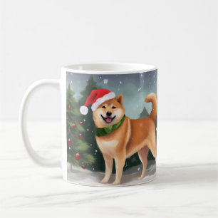 Caneca De Café Cão Shiba Inu no Natal da Neve