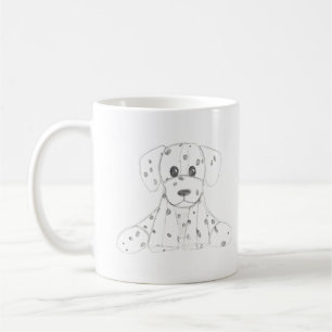 Caneca De Café cão simples miúdos preto branco dalmatite