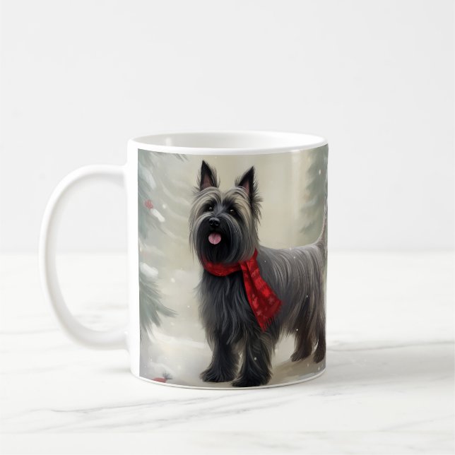 Caneca De Café Cão Terrier Skye na Neve Natal (Esquerda)