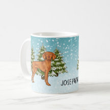 Cão Vizsla Húngaro Floresta de Inverno Nevada E No