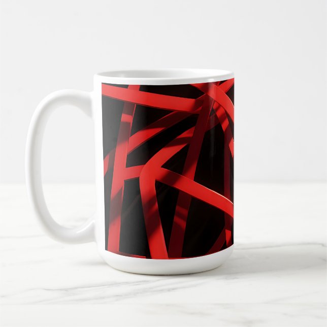 Caneca De Café Caos Abstrato Geométrico Vermelho (Esquerda)