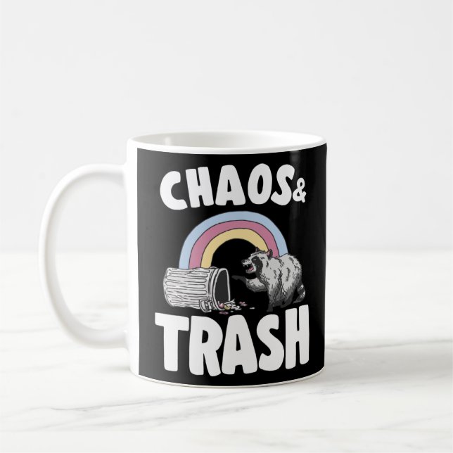 Caneca De Café Caos e lixo Panda Rainbow Raccoon 3 (Esquerda)