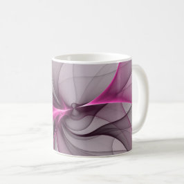 Caneca De Café Caos Moderno Elegante Arte Fractal Abstrata Rosa