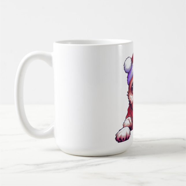 Caneca De Café Cãozinho adorável com Santa Hat (Esquerda)