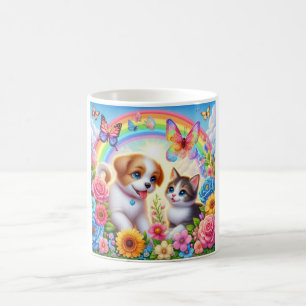 Caneca De Café Cãozinho/cachimbo/arco-íris de gatinho