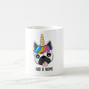 Caneca De Café Cãozinho com chifre de Unicórnio e cabelo colorido