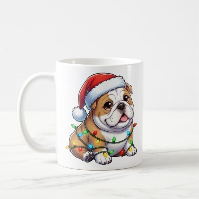Caneca De Café Cãozinho de Natal bonito (Esquerda)