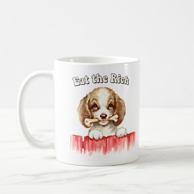 Caneca De Café Cãozinho retrorreflector - Coma os ricos (Esquerda)