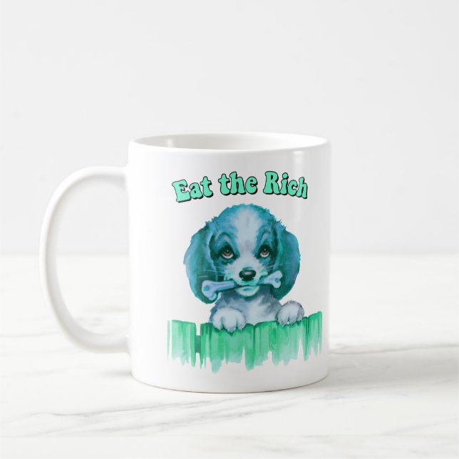 Caneca De Café Cãozinho retrorreflector - Coma os ricos (Esquerda)