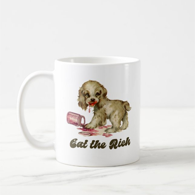 Caneca De Café Cãozinho retrorreflector - Coma os ricos (Esquerda)