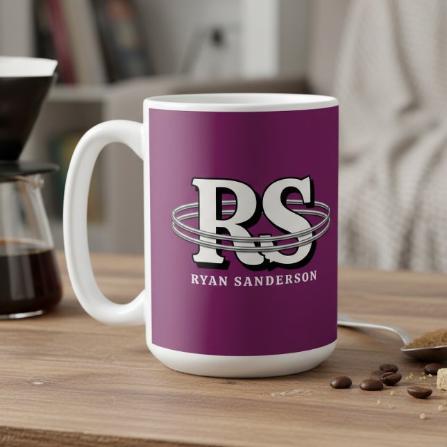 Caneca De Café Capa de Cabeça de Golfe Monograma Inicial Qualquer (Criador carregado)