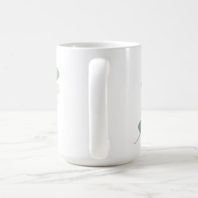 Caneca De Café Capa de Edredão Folhas de Eucalipto Verde Pastel (Alça)