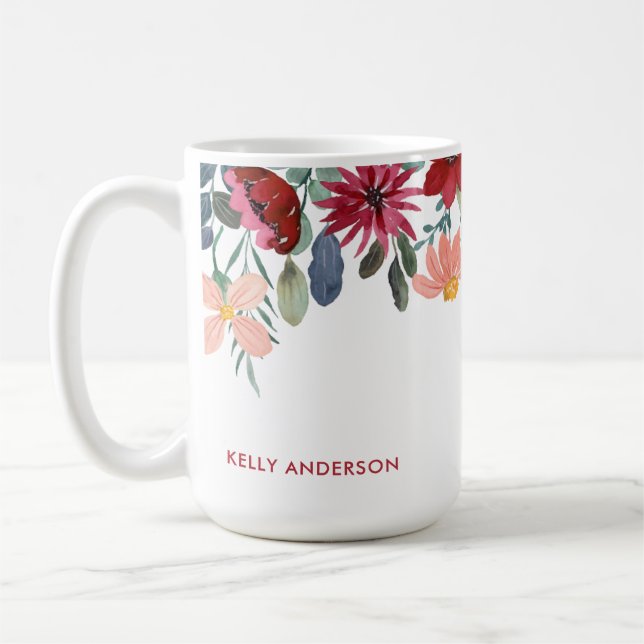 Caneca De Café Capa de Folhagem Monogramada Botânica Moderna e Te (Esquerda)
