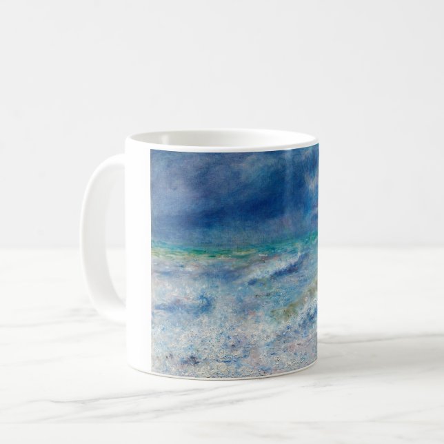 Caneca De Café Capa de Mar Azul por Impressionista Renoir (Frente Esquerda)
